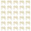 QUARKZMAN 50Pz Fiocchi Decorativi Mini, 22 x 23mm, Fiocco Piccolo con Bordo Oro, Fiocchi Regalo Mini, Fiocchetti per Bomboniere, Matrimonio, DIY, Decorazioni Regalo, Bianco Latte
