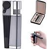 YiKAiLi Accendino Portatile, 2 in 1 Metallo Fumo Accendino per Pipa, Accendini per Pipa Pieghevole a Fiamma Libera per Campeggio BBQ Cucina, Design Antivento, Regali per Uomo Padre (Argento-A)