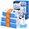 Hahorpa 12 Pezzi Sacchetti Sottovuoto Vestiti Viaggio con Pompa Elettrica, 3 Taglie | Doppia Tenuta Ermetica, Forte Aspirazione, Resistente Lacrimazioni, Buste Sottovuoto Vestiti per Viaggi Casa Traslochi
