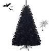 GYMAX 180/225 cm Albero di Natale Artificiale Nero, Albero Natalizio con 1036/1258 Rami in PVC e Base in Metallo e Cuscinetti Antiscivolo, Ideale per Case, Uffici, Negozi (113 x 180 cm)