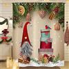 Hnmdmyi Tenda da doccia Natale 180x200, Simpatico gnomo colorato scatole regalo verde ramo di pino Xmas inverno vacanza Tenda da bagno impermeabile in tessuto poliestere lavabile con ganci