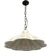 Keyhomestore- Lampadario in Ceramica, Colore Bianco, Cm 38, comprensivo di Catena in ceramica, Ideale come complemento di Arredo per Interni, Lampadario per cucina e salotto.