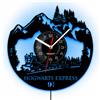 Viiluuxr Orologio da Parete in Vinile Treno Fantasy, 30 cm, LED USB | Locomotiva, castello e montagne; per angolo lettura. LED USB; alimentatore e pila AA esclusi