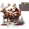 tulahkomen Miniatura da collezione con slitta di renna, Babbo Natale in acrilico 2D su slitta con renne, decorazione natalizia da scrivania per Natale