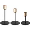 BOJIUKEJI 3 Pz Porta Candele da Tavolo Moderno, Portacandele Dorati, Portacandele da Tavolo Coniche Oro/Neri, Candelabro in Metallo Decorazioni per Casa, Centrotavola per Feste di Matrimonio(Stile a Cono)