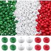 SUNNYCLUE 600 Pezzo di Perline di Legno Natalizie da 10mm Perline Artigianali in Legno Verde Rosso Opaco Rotondo Distanziatori Decorazioni Perline Sfuse con Foro per Albero di Natale Parete Creazione