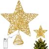 KATELUO Puntale Albero Natale Luminoso, Stella Albero di Natale Punta Albero Natale | Stella Natale Albero, 25 cm Stella di Natale Albero con 10 Led, Punta Albero di Natale Luminosa per Natale Feste Casa