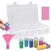 DEPAR Scatola portaoggetti per diamond painting, 60 barattoli rotondi in plastica per ricamo di diamanti, perline, nail art, accessori per pittura, fai da te, gioielli, strass, con adesivi e imbuti