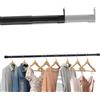 HAOSJINY Asta appendiabiti da 25 mm, asta appendiabiti allungabile con 2 supporti, ovale, per armadio, finestra (nero, lunghezza 70-100 cm)