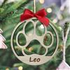 LASERO' Pallina di Natale Personalizzata con Zampa e Nome del tuo Cane o Gatto - Addobbi Natalizi Personalizzati in Legno