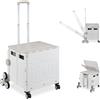Relaxdays Carrello per Spesa Montascale, 50 kg Carico, Manico e Coperchio, Carrellino Trolley Portaspesa, Bianco Grigio