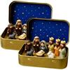 Generico 2*Mini Presepe Natività in Scatola Di Latta, Mini Statuine Presepe Completo | Mini Set Presepe Con Scatola, Religioso Ornamenti in Miniatura Di Natale, Decorazioni Natalizie Vintage per La Casa