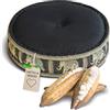livasia Cuscino da meditazione seta thailandese - Ø 45x15cm - cuscino per yoga kapok, pouf, cuscino da pavimento yoga meditazione zen, cuscino giardino balcone (Nero/Elefanti Seta)