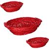 Generico Set di 3 Cesti Ovali in Vimini, Rosso, Dimensioni 38x30x10 cm, Cesti Regalo Natalizi Vuoti per Confezioni