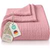 LAYNENBURG Copriletto in mussola Premium 180 x 220 cm - 100% cotone - coperta in cotone extra morbida come coperta accogliente, copriletto, copridivano, copridivano (rosa antico)