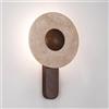 Generic Applique da Parete Moderne per Interni Lampada Led con Paralume In Marmo Naturale Base Rotonda In Travertino Giallo E Base In Legno per Camera da Letto (25 cm)
