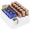 TOCCOOL Scatola portaoggetti a cassetto, organizer per batterie AA, AAA, 9 V e batterie a bottone con scomparti singoli, per uso domestico e ufficio (bianco)