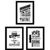 Nacnic Set 3 Stampe artistiche con pubblicità d'Epoca in Bianco e Nero di Vini (Wine) di Vario Genere. Stile Moderno, alcolici. Arreda con Stile la Tua casa o