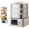 Generic Vaporiera elettrica per alimenti, 1350 W, 16 l, in acciaio inox, con touch screen, timer 24 ore, 8 funzioni menu, isolamento a doppia modalità per cucinare in casa