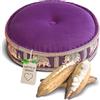 livasia Cuscino da Meditazione Seta thailandese - Ø 45x15cm - Cuscino per Yoga kapok, Pouf, Cuscino da Pavimento Yoga Meditazione Zen, Cuscino Giardino Balcone (Lilla/Elefanti Seta)