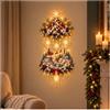 Generic Decorazione da parete natalizia illuminata, paesaggio innevato con albero di Babbo Natale e renna, luci da parete a cascata, decorazione natalizia illuminata da parete, calda scena invernale a LED