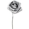Generic 10 teste di rosa artificiali glitterate, 5 cm, fiori finti scintillanti per matrimoni fai da te, artigianato, confezioni regalo e decorazioni per la casa (argento spazzolato)