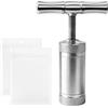 HIKPACKER Pressa per Polline a T Lega Di Allumini per Erbe, Spezie, Aglio, Pepe, Sale | Compressore per Polline con Manico a T Robusto, Pressa per Pollini in Metallo Rimovibile Portatile (Argento)