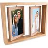 TESSTSY Doppio Lato Cornice Portafoto Girevole, Cornice Rotante In Legno per Foto | può Contenere Fino A 4 Fotografie 10 X 15 cm, Ideale per Scrivanie, Soggiorno, Camere da Letto, Matrimoni O Anniversari