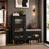 BRILVERDE Scarpiera con seduta, scarpiera con 3 ante e spazio aperto, adatta per soggiorno, corridoio, ingresso, 100 x 35 x 90 cm (nero)