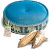 livasia Cuscino da Meditazione Seta thailandese - Ø 45x15cm - Cuscino per Yoga kapok, Pouf, Cuscino da Pavimento Yoga Meditazione Zen, Cuscino Giardino Balcone (Azzurro/Elefanti Seta)