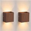 CHEVVY 2 Lampade Parete LED 7 W, con Venature Del Legno, 3000K Lampada da Parete | Luce Bianca Calda Up & Down Lampade per Esterni, Lampade da Corridoio in Alluminio, Lampade da Parete per Soggiorno