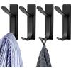 AiQInu Ganci Adesivi da Parete 4 Pezzi, Porta Accappatoio da Bagno, Appendiabiti da Parete con Nastro Adesivo Resistente per Cucina e Bagno - Nero