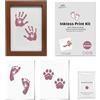 Ai Bei Parent Co. Impronta Mani e Piedi Neonati di Mani e Piedi Inchiostro Regalo per la nascita di un bambino cuscinetto del timbro timbro inchiostro pulito senza tocco touch Set da 3 pezzi con cornice (Rosso)