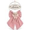 LO REALIZZO Fiocco Nascita Bimba Personalizzato con Nome, Coccarda Nascita Rosa in Stoffa con Orsetto e Targhetta in Legno, Fiocco Bimba per Porta Ospedale, Idea Regalo Neonata