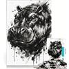 JIANGENNF Puzzle da 1000 pezzi per adulti con testa di ippopotamo, gioco impossibile, attività divertenti da fare in casa, regali di Natale e compleanno 38x26cm