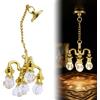 Vistnale Mini lampadario per casa delle bambole, lampadario per casa delle bambole, elegante accessorio di illuminazione in miniatura in lega dorata per decorazioni realistiche per case e giochi