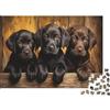 K5R8V1A4 Cuccioli di Labrador Sfondo Rustico in Legno Puzzle 1000 Pezzi Puzzle per Adulti Puzzle di Carta Puzzle per Famiglia Relax Decorazione Regalo 38x26cm/1000pcs