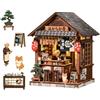 MAKEASY Modellino Miniatura Izakaya Giapponese Fai da Te, Book Nook Japan con LED Touch e Finestra Scorrevole, Kit Casa 3D in Legno Tradizionale da Collezione, Idea Regalo Creativa Adulti