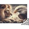 6N2X9A4S Leone e Aquila Puzzle 1000 Pezzi Puzzle per Adulti Carta di qualità Scena animali selvatici Natura Relax Interazione familiare Decorazione regalo 52x38cm/1000pcs