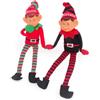 ELVES WITH ATTITUDE® Set di 2 elfi -35 cm (14) Cattivi e Buoni Buon Natale | I peluche natalizi definitivi: cappello e gambe lavorati a maglia, viso sfacciato in vinile e mani che si attaccano tra loro
