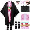 Moerstar Costume Cosplay Anime Adulto Bambino, Halloween Costumi Nezuko Tanjiro Cosplay con Accessori Set per Halloween Carnevale