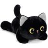 shownicer Peluche a forma di gatto, 20 cm, realistico, colore nero | Morbido cuscino in peluche a forma di gatto Kawaii, giocattolo, regalo per bambini, adulti, amici, compleanno, Natale