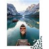 VNXTPQLKWMDJ Barca in Legno Lago Tranquillo Puzzle 1000 Pezzi Puzzle per Adulti Carta Relax Interazione Famiglia Arredo Idee Regalo 52x38cm/1000pcs