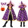 Huanmin Costume di Halloween per bambini, mantello da strega con cappello, zucca e borsa per caramelle
