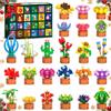 HOGOKIDS Calendario dell'Avvento 2026, fiori, mattoncini da costruzione, giocattolo | Calendario dell'Avvento con piante grasse, conto alla rovescia di 24 giorni con 24 sorprese, mattoncini da 3,6 mm