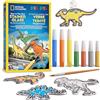 Blue Marble National Geographic Kit Creativo Dinosauri Effetto Vetrata per Bambini | Colori Glow in the Dark, decorazioni finestra e acchiappasole, lavoretti creativi 4-8 anni