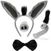 Ysmorla Set Costume Asino 4 Pezzi: Orecchie, Coda, Naso e Papillon per Bambini | Set grigio con cerchietto orecchie da asino e coda, per feste, cosplay, palco e foto a tema animale
