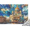 K5R8V1A4 Cattedrale Europea Classica Puzzle 1000 Pezzi Carta Puzzle per Adulti Architettura Stile Dipinto Relax Decorazione Casa Regalo Famiglia 38x26cm/1000pcs