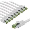 Goobay Cavo patch CAT 8.1 GHMT, S/FTP (PiMF), 5 m, bianco, set da 10, 5 m - conduttore in rame, guaina del cavo LSZH priva di alogeni