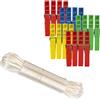 PARENCE. Clothesline 20 m + 20 clip - Filo spesso per asciugare Ø3 mm - corda esterna e interna - colore casuale - 1 + 20 pezzi